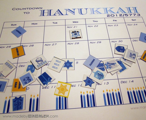 Printable Hanukkah Countdown Calendar