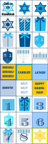 Printable Chai to Hanukkah Countdown Stickers