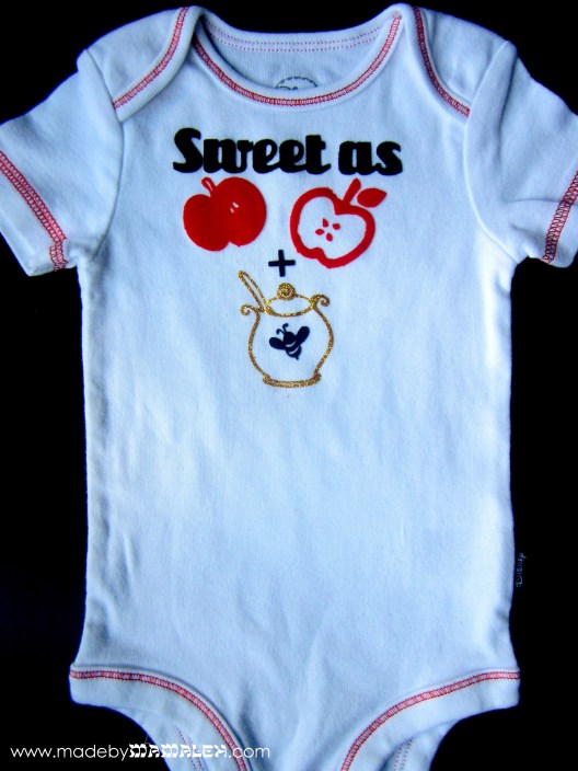 DIY Apples and Honey Bodysuit for baby DIY Rosh Hashanah bodysuit