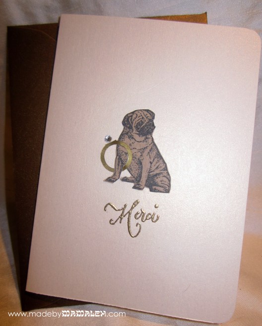 Handmade Pug Thank you Card madebymamaleh.com
