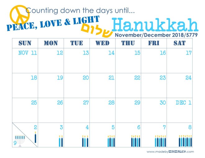 Hanukkah Countdown Calendar madebymamaleh.com